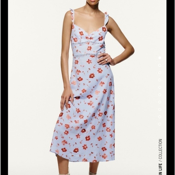 Zara Dresses & Skirts - Zara Printed Linen Blend Dress
